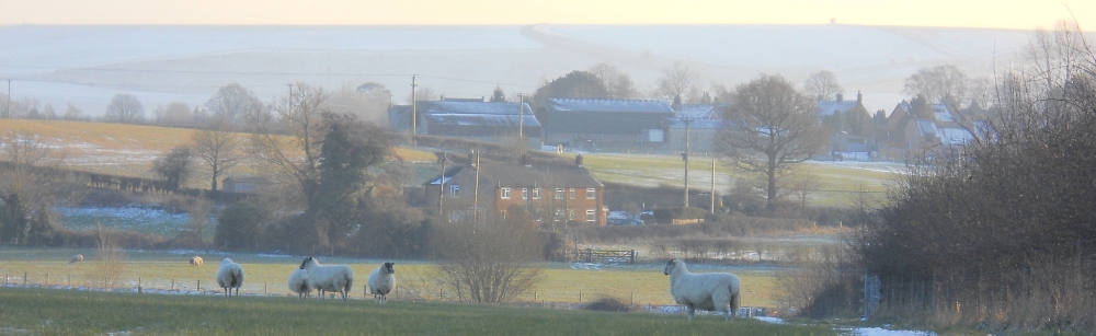 Patney Weir from the North - Salisbury Plain forms the skyline